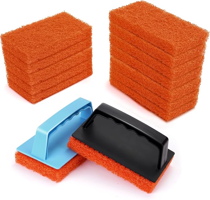 Hhome Griddle Cleaning Kit 16 Piece for Blackstone Flat Top, Grill Cleaning Accessories Tool, Easy Clean on Hot or Cold Surfaces, 14 Cleaning Pads and 2 Handles