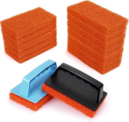 Hhome Griddle Cleaning Kit 16 Piece for Blackstone Flat Top, Grill Cleaning Accessories Tool, Easy Clean on Hot or Cold Surfaces, 14 Cleaning Pads and 2 Handles