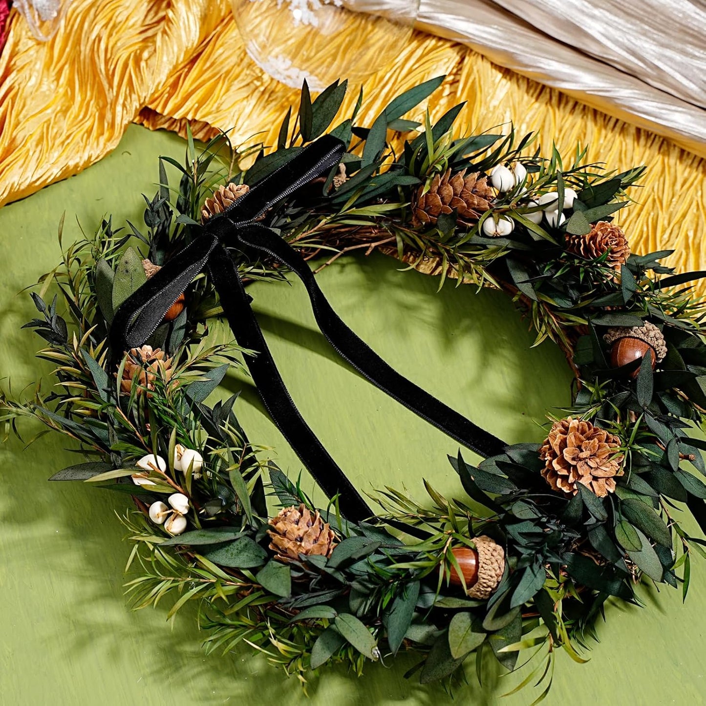 LaRibbons Thin Velvet Ribbon 3/8 Inch x 25 Yards, Black Velvet Ribbon for Christmas Tree, Gift Wrapping, Wreath Bow, Outdoor Decoration