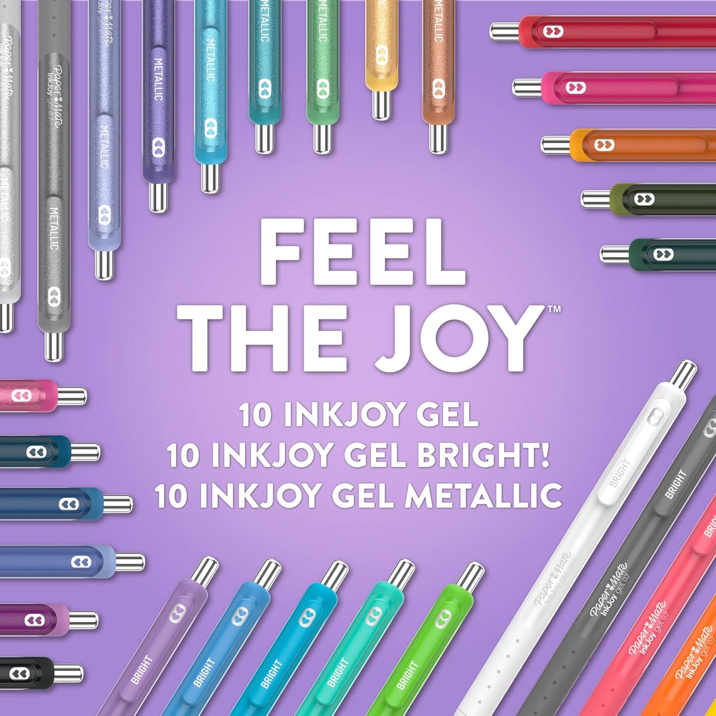 Paper Mate InkJoy Gel Pens Ultimate Pack, Retractable Pens, Featuring Classic, Bright!, and Metallic Pens, Assorted, 30 Count
