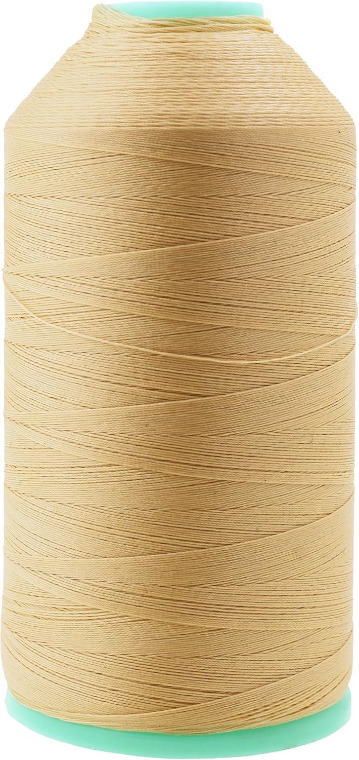 Mandala Crafts Tex 45 Bonded Nylon Thread for Sewing - 2843 YDs T45 Heavy Duty Tan Nylon Thread Upholstery Thread for Leather Jeans Weaving, T45 #46 210D/2