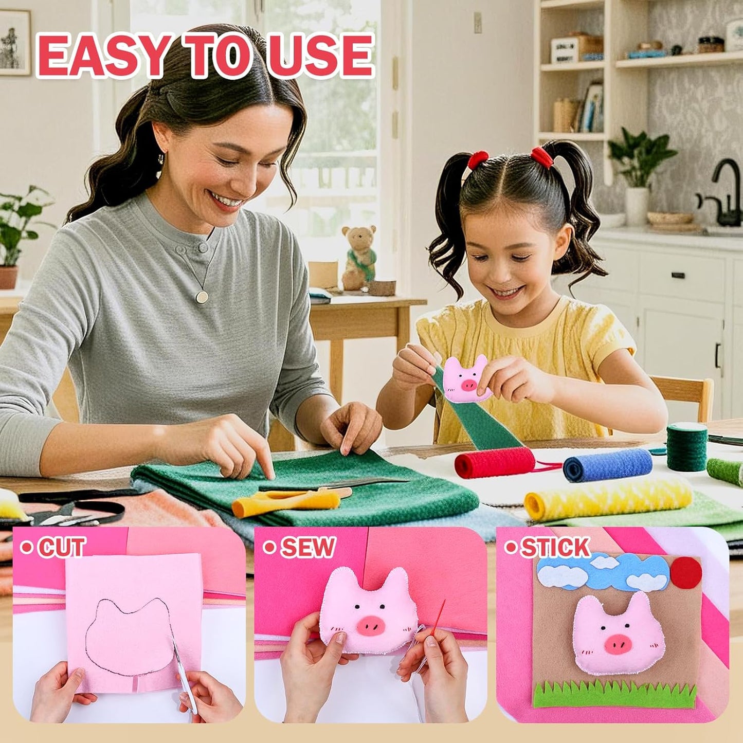 12 Rolls 8"x35"(20.5x90cm) 1.4mm Thick Soft Felt Fabric Sheet 12 Assorted Pink Series Colors Felt Pack for DIY Craft Sewing Squares Nonwoven Patchwork