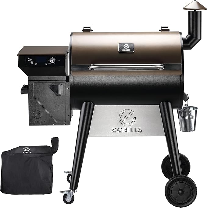 Z GRILLS Upgrade 8 in 1 Wood Pellet Grill & Smoker for Outdoor Cooking, BBQ Grill with PID 3.0 Controller, LCD Screen, 697 sq, Meat Probes, Rain Cover