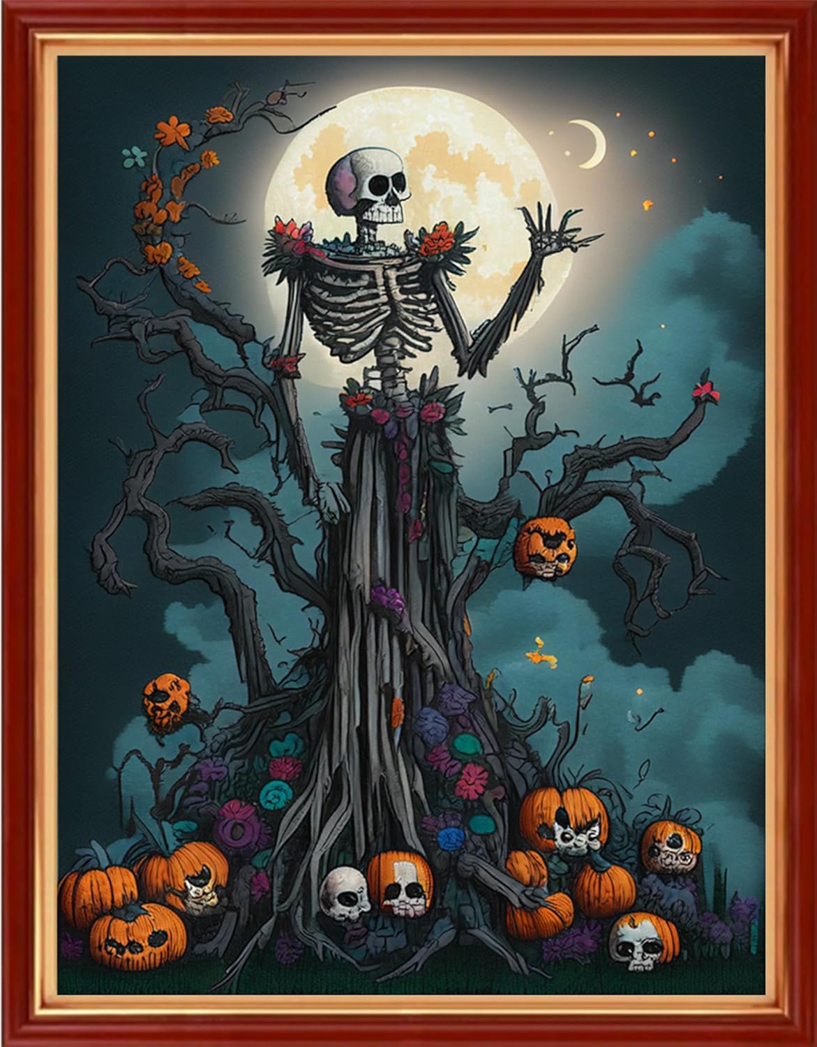 Dimensean Stamped Cross Stitch Kits Full Range of Embroidery Patterns Starter Kits for Beginners Adult or Kids DIY Cross Stitches Needlepoint Kits 11CT-Magic Skull 15.7x19.7 inch