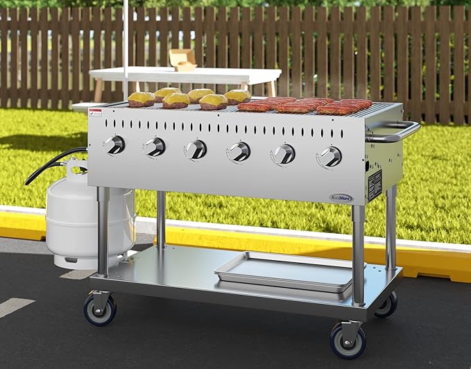 48 in. Commercial Mobile Outdoor Grill Stainless Steel, ETL Listed in Stainless-Steel (KM-CGM-48)