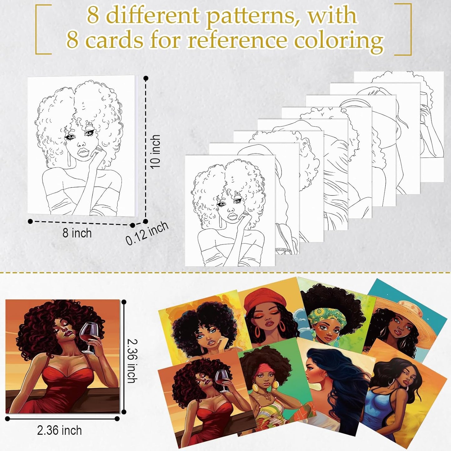 Cholemy 36 Pcs Paint and Sip Kit for Adults 8''x10'' Pre Drawn Canvas for Painting DIY Afro Acrylic Painting Kit Wood Easel Brushes Date Night Bulk for Christmas Party Gifts(Fashion Women)