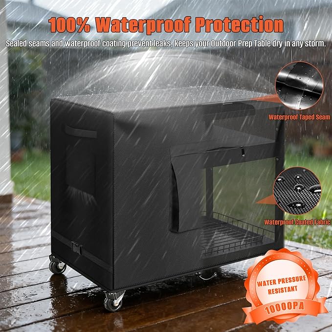 Kovshuiwe Outdoor Dining Cart Cover - Heavy Duty Waterproof Cover for Royal Gourmet Cart Flattop Worktable PC3401S & PC3401B, Compatible with 40 inch Outdoor Utility Cart-40 x 24 x 32 Inch