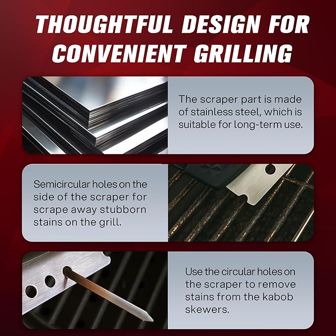 2025 Version Grill Brush Bristle Free with Scraper, BBQ Scrubber for Grill, Grill Cleaning Brush, Grill Brush for Outdoor Grill, Safe Grill Cleaner for Outdoor Grill with Double Grip Handle Design