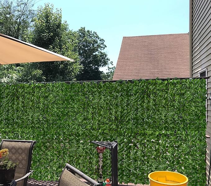 DearHouse Artificial Faux Ivy Hedge Privacy Fence Wall Screen, 177.1 * 39.3inch Leaf and Vine Decoration for Outdoor Garden Home Decor
