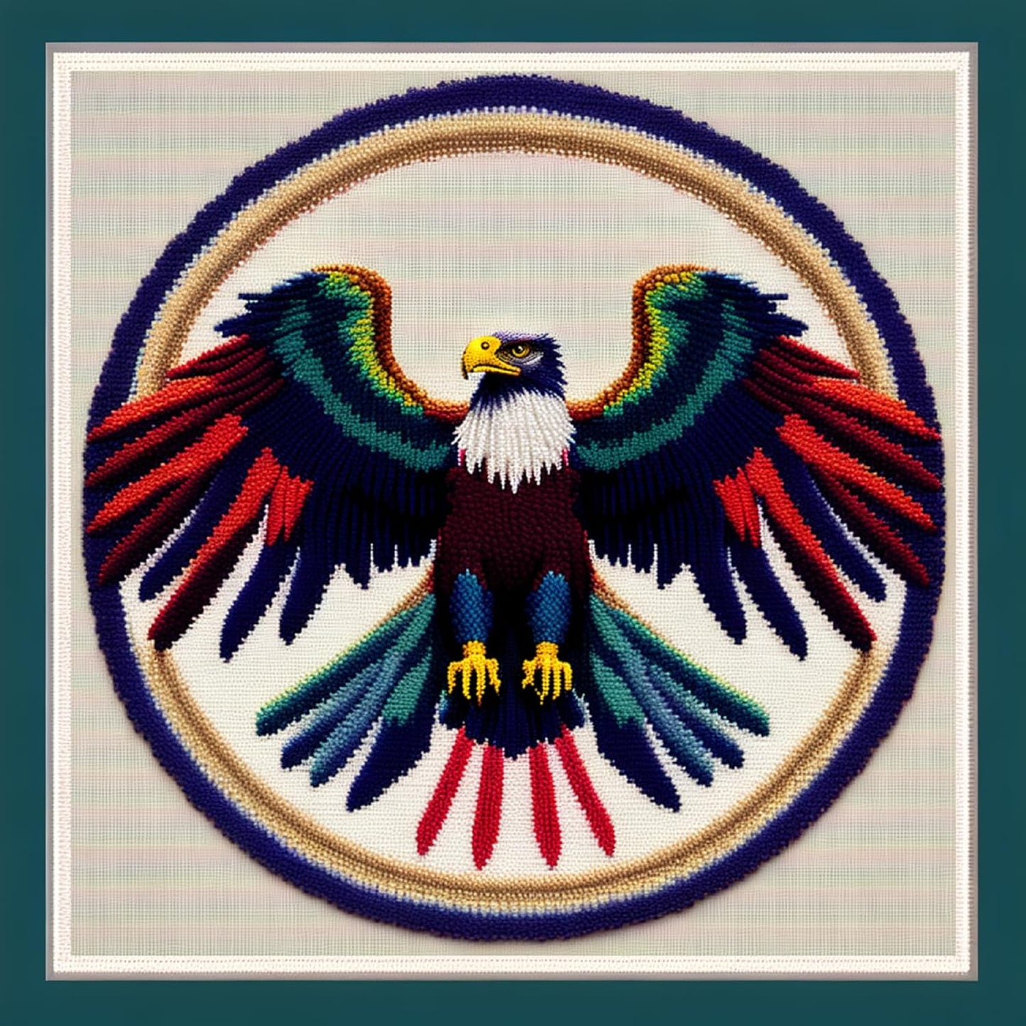 Joyhoor Cross Stitch Kits for Beginners Stamped Cross-Stitch Supplies Needlework preprint Embroidery Kits for Adults DIY Needlepoint Kits Embroidery Patterns 11CT-Colorful Eagle 17.7x17.7 inch