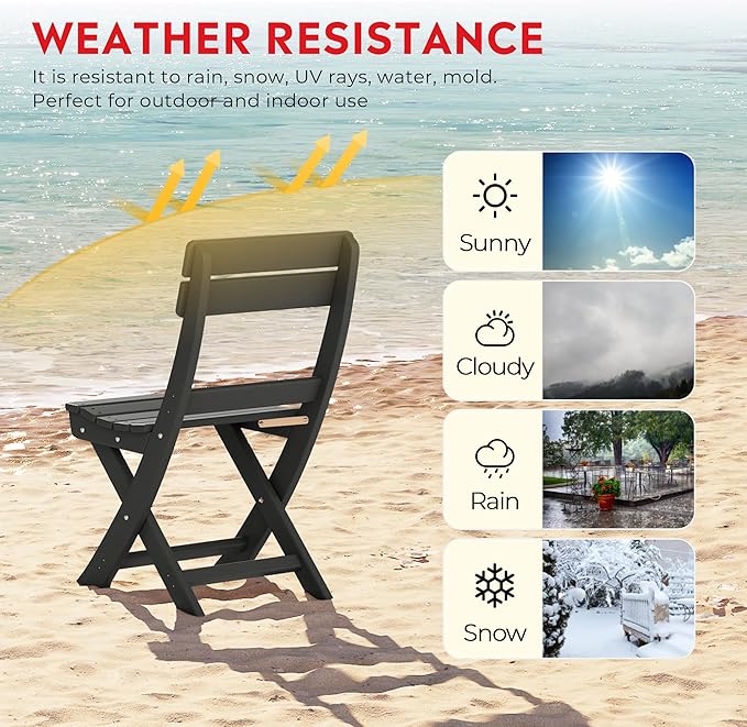 Costaelm Paradise 3-Piece Outdoor HDPE Folding Patio Bistro Table and Chairs, Gray
