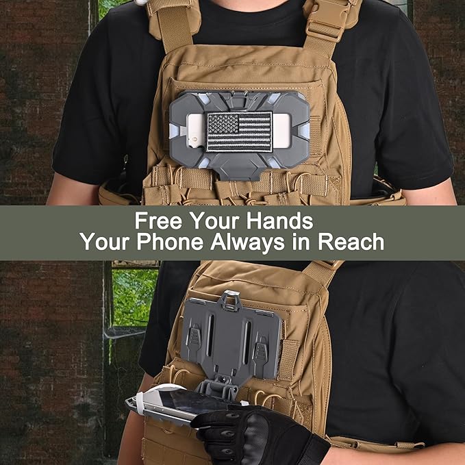 Tactical Plate Carrier Phone Mount, Universal Molle Phone Holder,Tactical Phone Holder Foldable Navigation Board for Tactical Vest Attachments