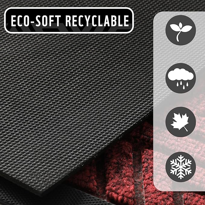 Yimobra Large Door Mat 36x24, All-Weather Waterproof Outdoor Mats for Front Door, Non Slip Rubber Doormat for Patio Proch Outside Entryway Indoor, Red