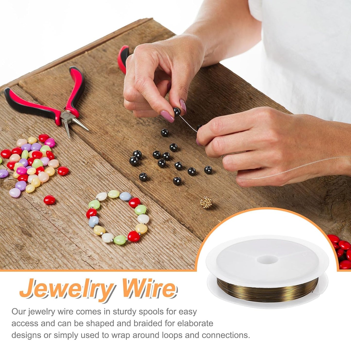 HARFINGTON 49ft Jewelry Wire, 28 Gauge (0.3mm) Brass Craft Soft Metal Tarnish Resistant Copper Beading Wire for Jewelry Making Supplies Crafting, Ancient Blue