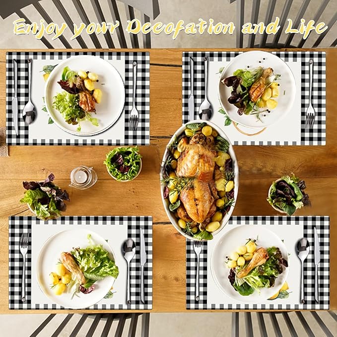 Placemats Set of 4 - Faux Leather Heat Resistant Placemats for Dinner Table, Non-Slip Waterproof Oil-Proof Washable Reusable Placemat for Indoor Outdoor Kitchen Decor, 15.75In*11.81In