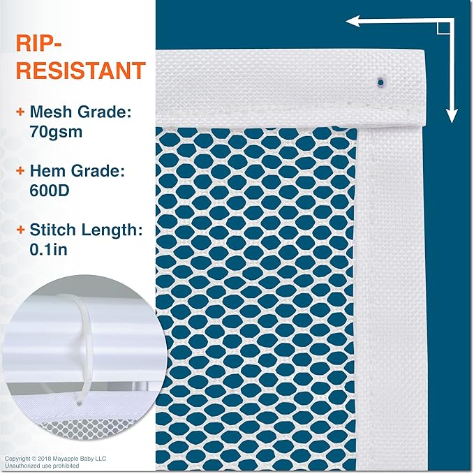 Roving Cove Stair Banister Guard 15ft x 3ft, Railing Safety Net for Baby Proofing, Child Safety Stairway Cover, Balcony Mesh Netting, Pearl White
