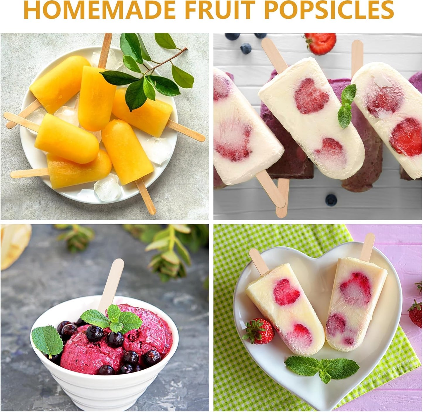 1200 Pieces Wooden Craft Sticks, 4.5 Inch Long Natural Wood Popsicle Ice Cream Sticks for DIY Wood Crafts, Hair Removal and Waxing Supplies, Paint Stirrer, Art Projects and Ice Pop Sticks