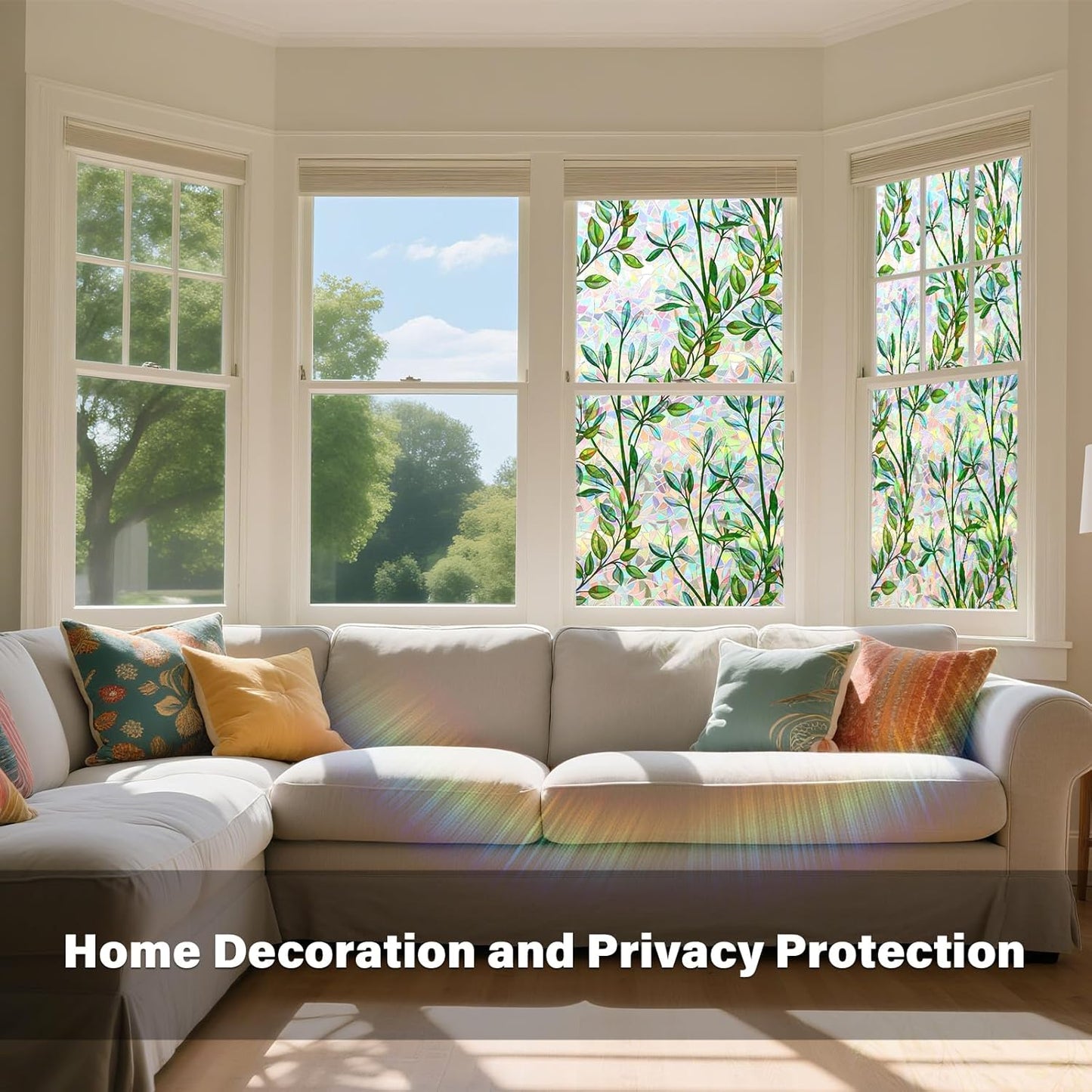 Donox Window Privacy Film, 3D Decorative Window Vinyl Decorative Stained Glass Window Film, Anti-UV Sun Blocker Heat Control for Home, 29.5 Inch x 13.1 Feet (with Installation Tool)