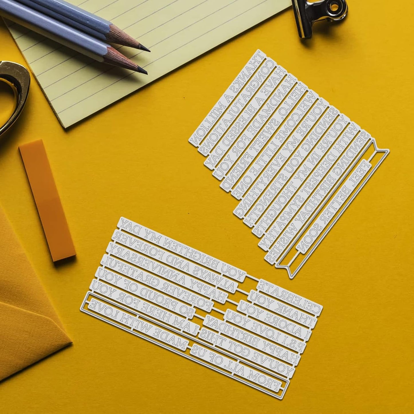 ORIGACH Elegant Everyday Sentiments Words Hot Foil Plate and Die Cuts Sets for DIY Scrapbooking Paper Cards Decor Embossing Foil Handmade Craft