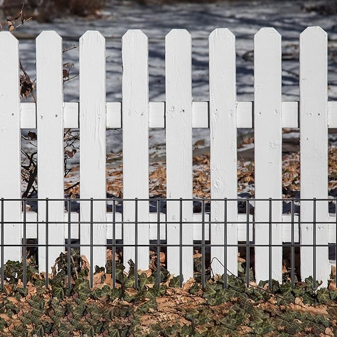 32x10-inch No Dig Animal Barrier Fence, 15 Pack Black Dig Protective Fence with 1.5 inch Spike spacing, Dog/Rabbit/Groundhog Underground Galvanized Outdoor Garden Metal Fence