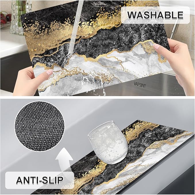 Placemats Set of 4 - Faux Leather Heat Resistant Placemats for Dinner Table, Non-Slip Waterproof Oil-Proof Washable Reusable Placemat for Indoor Outdoor Kitchen Decor, 15.75In*11.81In