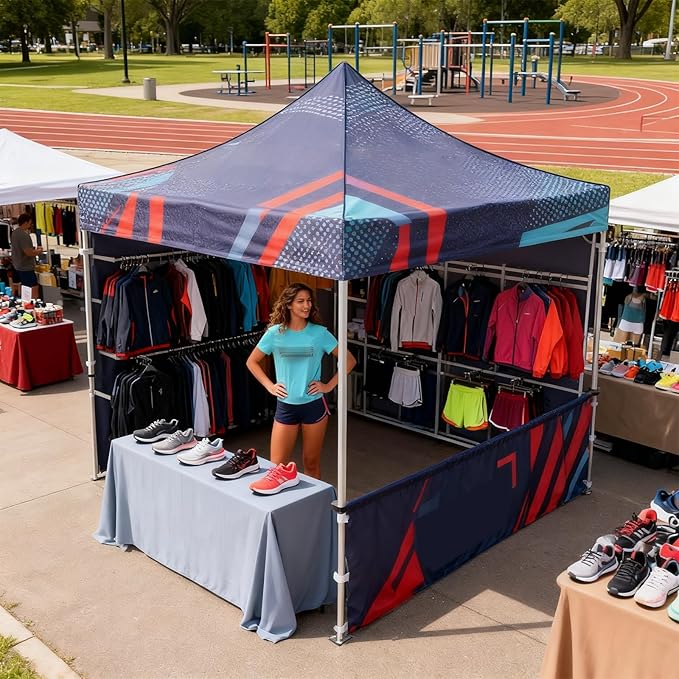 10x10FT Custom Pop Up Canopy Tent with Logo Personalized Trade Show & Event Heavy Duty Aluminum Folding Tent for Outdoor Markets, Business Branding Advertising (Top Canopy + 3 Full Walls)