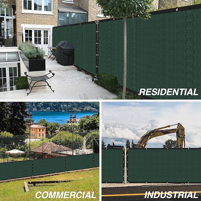 ECOOPTS 8'x286' Privacy Fence Screen Windscreen with Copper Grommets, Fit for Commercial Fence and Residential Garden Outdoor 90% UV Blockage, Cable Zip Ties Included (Green)