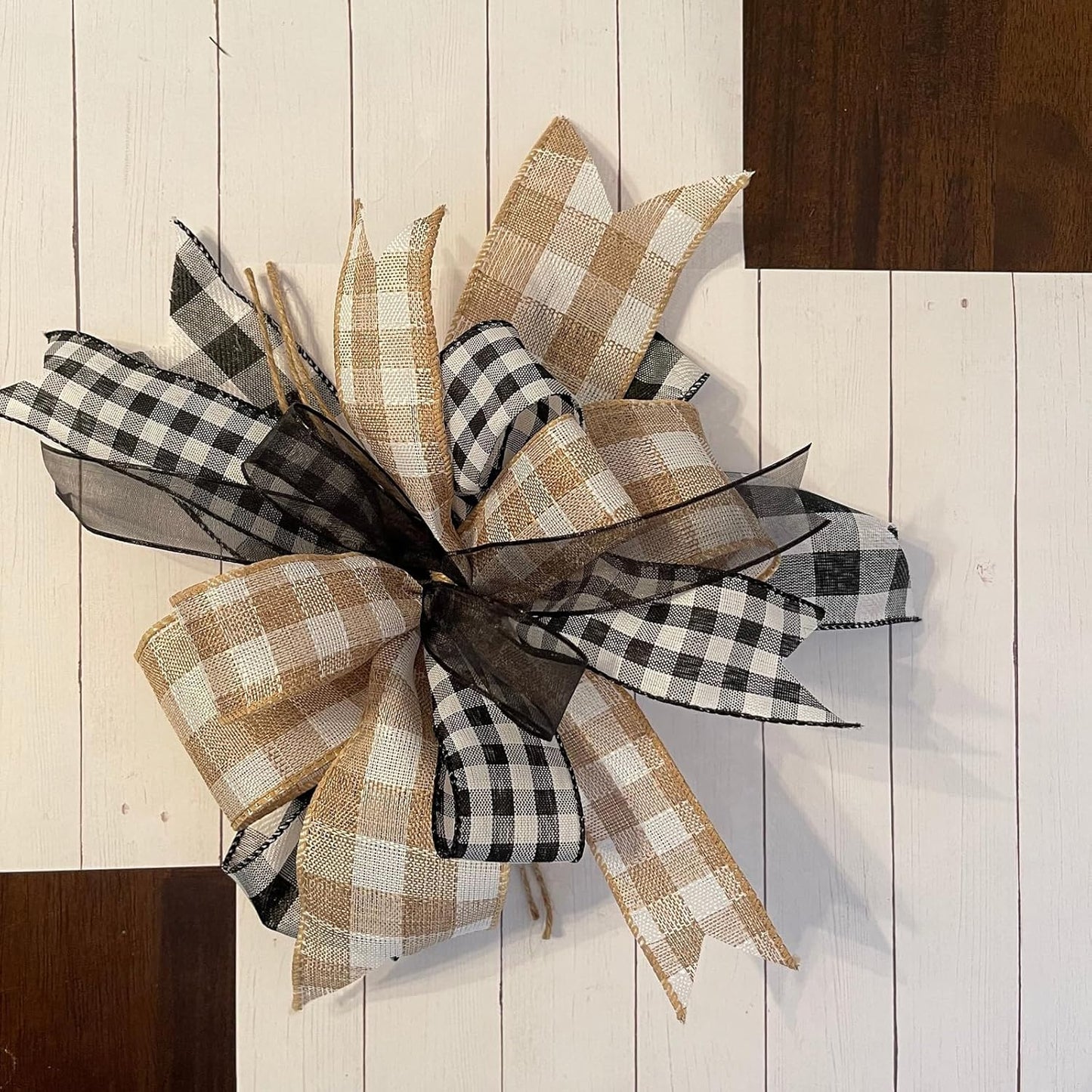 Burlap Ribbon Wired, Farmhouse Buffalo Plaid Ribbon Rustic Fabrics for Gifts Wrapping DIY Crafts Floral Bows Wreath Making Party Supplies Holiday Home Decoration, 2.5 Inch x 10 Yards