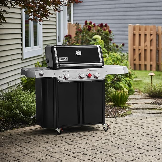 Weber Genesis E-335 Natural Gas Grill for Outdoor Cooking, 3 Burners and 1 Side Burner, Black