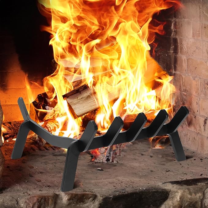 Fireplace Grate 14in Heavy Duty, Fireplace Wood holder for Inside Fireplace, Fireplace Log Holder, Small Fire Grate, Fireplace Accessories, Chimney Hearth Indoor, 5 Bars Fire Pit Grate for Outdoor