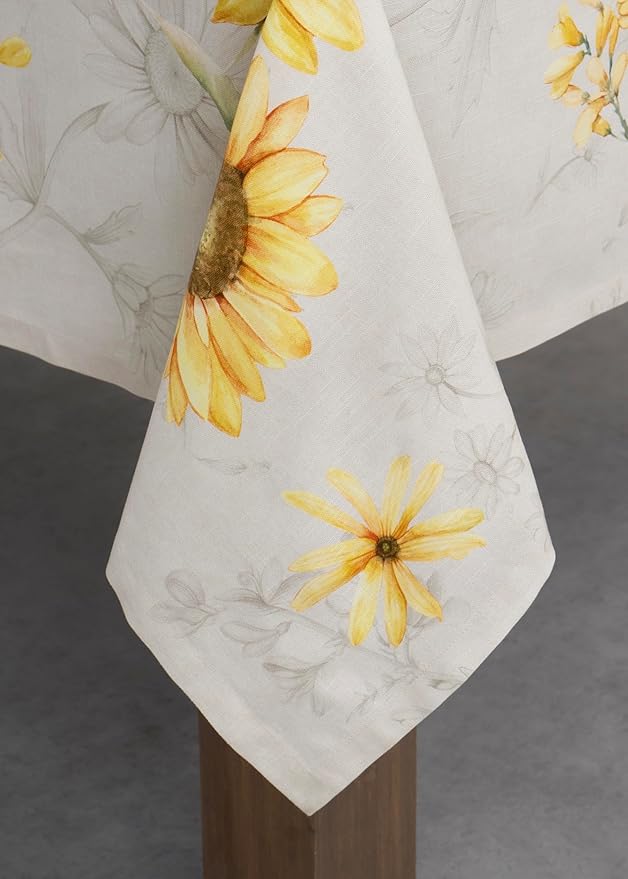 Maison d' Hermine Table Cloth Rectangle Table 100% Cotton 70 x 90 Inches Tablecloth Reusable Decorative Everyday Use for Dining Room, Farmhouse, Home, Party, Festive & Wedding Spring Summer - Candice