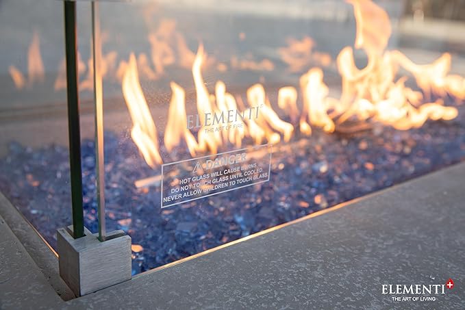 All Fire Table Pit Wind Screens and Stainless Steel Buner Lid from ELEMENTI | ELEMENTI Plus and MODENO (Wind Screens, Rectangular 40.4" × 15.2" WS - 021)