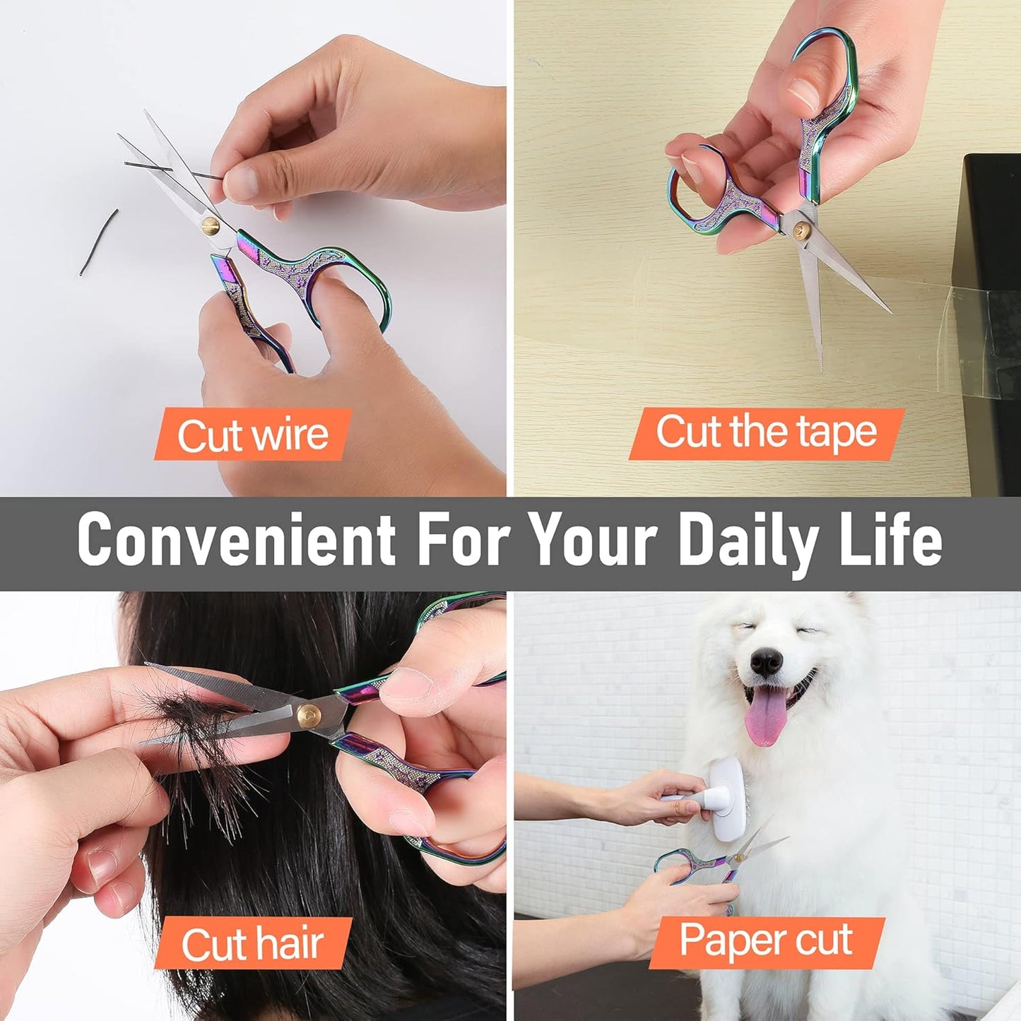 Small Gold Scissors-5 Inch Vintage Precision Scissors-Ultra Sharp Blade Shears,scotch scissors for Office Home School Sewing Fabric Craft Hair trimming,Facial,Beard,Eyebrow