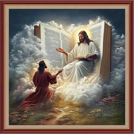 DMCXART Counted Cross Stitch Kits for Adults Needlepoint Kits Unprinted Cross Stitching Embroidery Kit 11CT Cross Stitch Supplies- Jesus Speaks Scriptures 18x18 inch