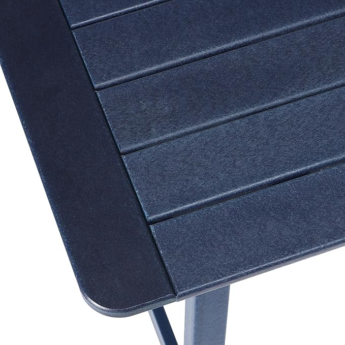 Costaelm Outdoor Bar Table, 37" Counter Height Square Patio Cocktail Bar Table with Umbrella Hole, Patio Bistro Dining Pub Table for Front Porch Deck Backyard Garden, Navy Blue