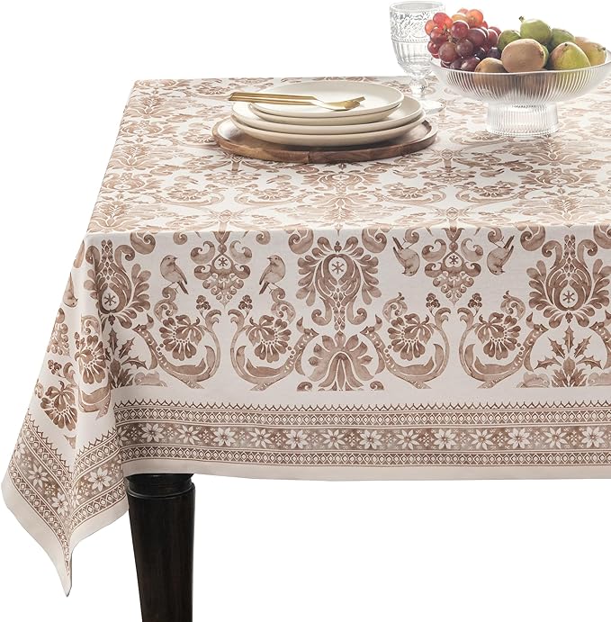 Maison d' Hermine Table Cloth Square Table 100% Cotton 54 x 54 Inches Fall Tablecloth Reusable Everyday Use for Thanksgiving Christmas Decorations Dining Farmhouse Party (Allure)