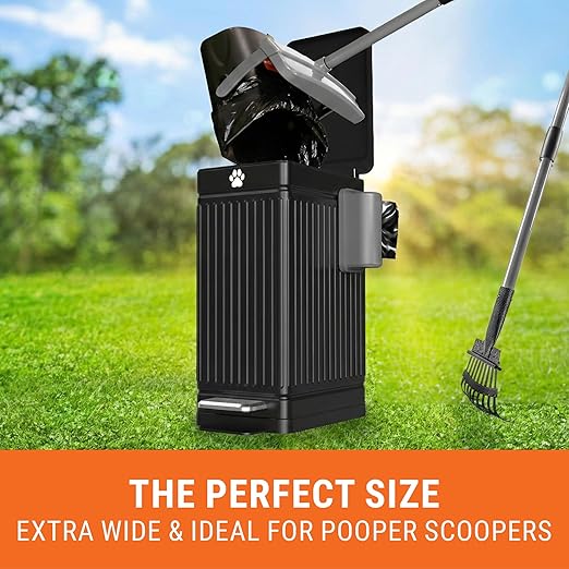 Pupzle Dog Poop Trash Can Outside, 3.2 Gal Metal Dog Waste Trash Can with Lid Outdoor, Waste Container with Pedal Garbage Poop Bin, Poo Bucket Outdoor with Lid for Backyard Odor Control