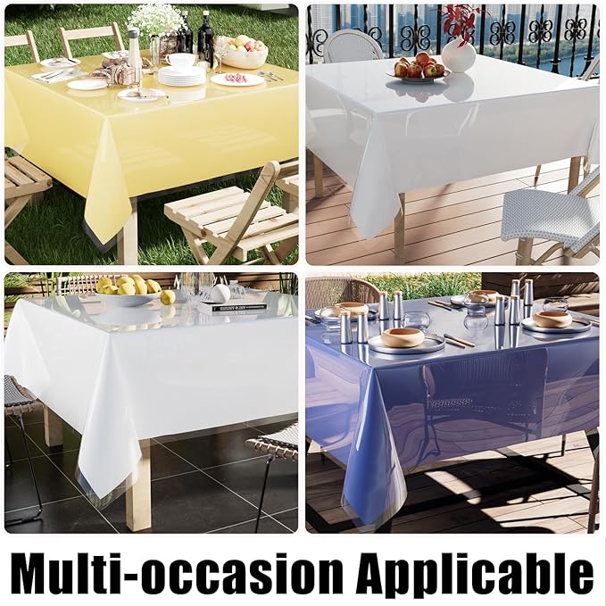 Smiry Square Table Cloth 54x54 Inch, Waterproof Wipeable Vinyl Tablecloths Protector, Oil Spill Proof Plastic Table Cover for Dining, Picnic, Camping, Outdoor, Clear