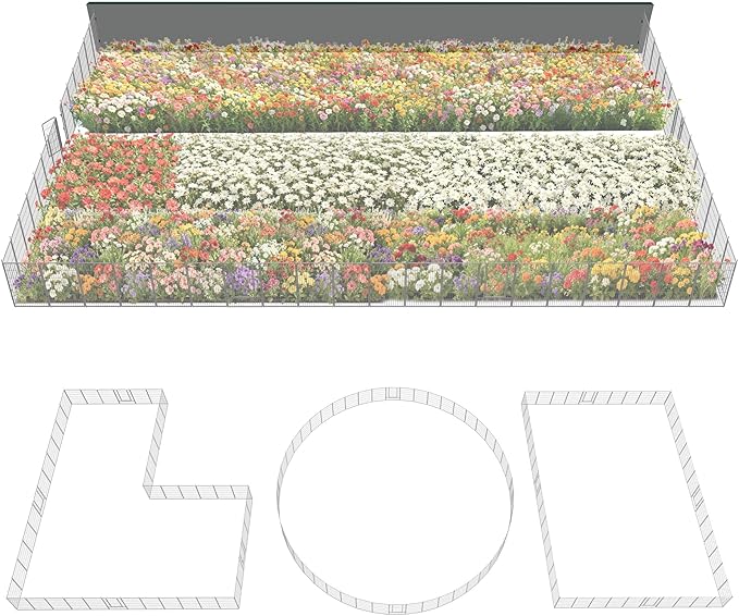 FXW Garden Fence Outdoor for The Yard – 45in(H) x 109.4ft(L) Heavy Duty Metal Animal Barrier for Dog and Rabbit, Decorative Dog Fence, 48 Panels, Silver