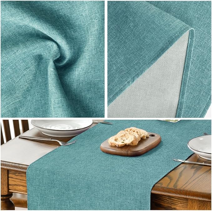 Artoid Mode Turquoise Aqua Table Runner, Seasonal Summer Washable Kitchen Dining Table Decoration for Home Party Decor 13x90 Inch