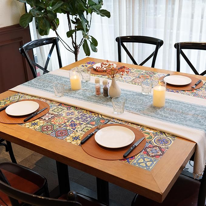 Round Faux Leather Placemats Set of 6 – 13 Inch Vinyl Mats, Heat Resistant, Non Slip, Wipeable & Washable, Easy to Clean Dining Table Decor for Kitchen & Holiday Gatherings – Cinnamon Brown