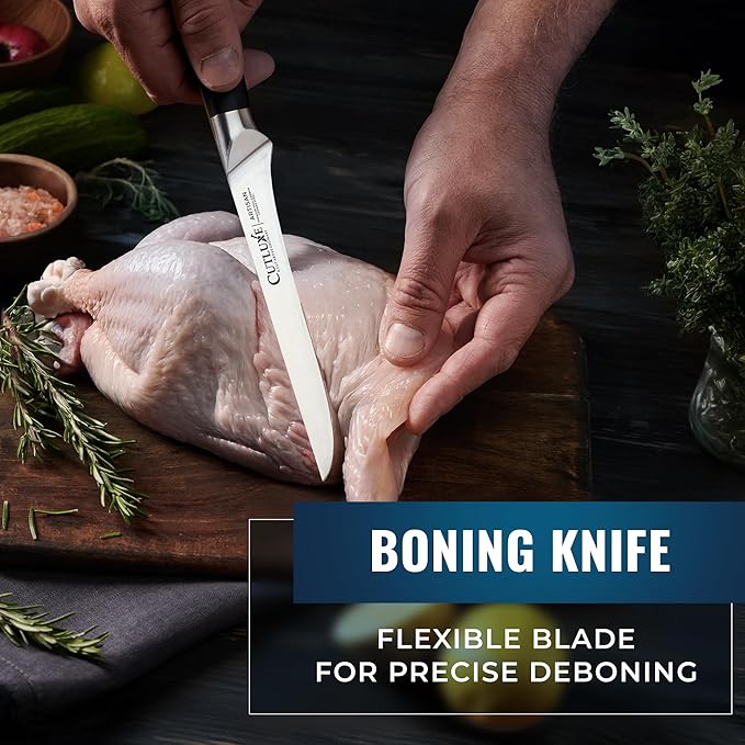 Cutluxe Butcher Knife Set – BBQ Brisket, Breaking, Boning & Fillet knives - Carving Knife Set for Meat Cutting, Ultra Sharp German Steel, Full Tang, Ergonomic Handles – Artisan Series