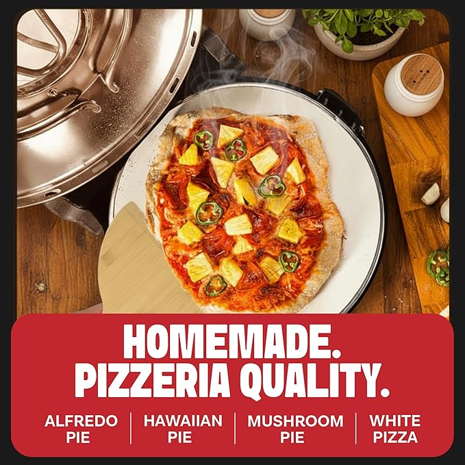 PIEZANO XL 14 Inch Extra Large Crispy Crust Pizza Oven – Family Sized Electric Pizza Oven Indoor Countertop Maker with Stone Heats up to 800˚F for Stone Baked Pizzeria Style at Home