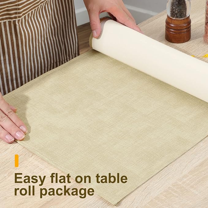 Wipeable Table Runner, Thick Farmhouse Dresser Runner, Rustic for Kitchen, Bedroom, Living Room, Indoor and Outdoor (60'', Beige)