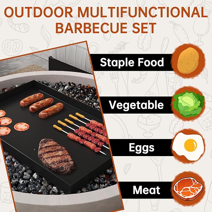 Folding Campfire Grill grate, Compact Height-Adjustable Fire Pit Grilling Grate, Heavy Duty Swivel Over Fire Cooking Grate with Handbag for Outdoor Camping Hiking Backpacking and Family Gatherings