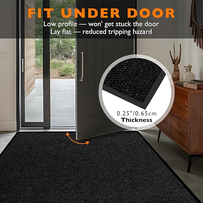 Custom Size Extra Large Front Door Mat, 3FT x 8FT Indoor Outdoor Entrance Commercial Floor Mat, Heavy Duty Dirt Trapper Doormat for Entryway Welcome Mat, Low Profile, Non-Slip, Waterproof