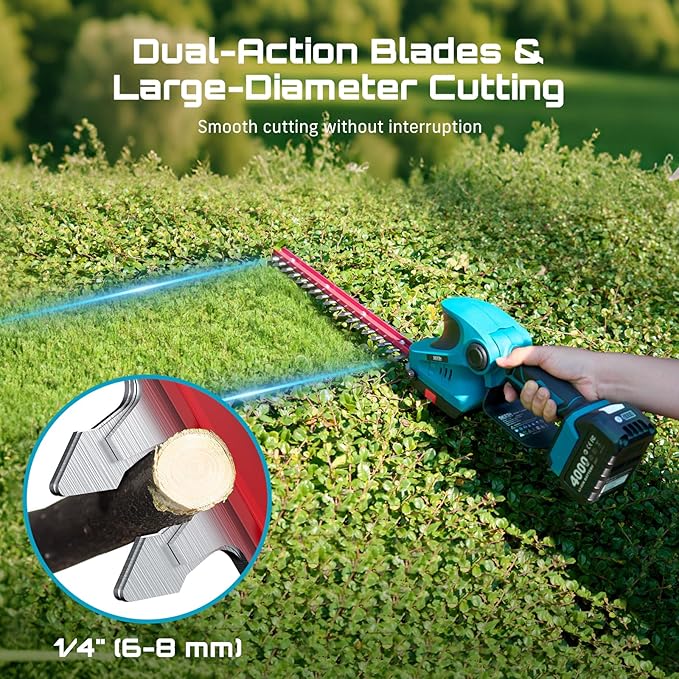 SEESII Electric Chainsaw Trimmer Pruner: 3-in-1 Cordless Chainsaw, Hedge Trimmer, Pruning Shears with 2× Rechargeable 4000mAh Batteries, Garden Tool Kit for Tree Trimming and Branch Cutting