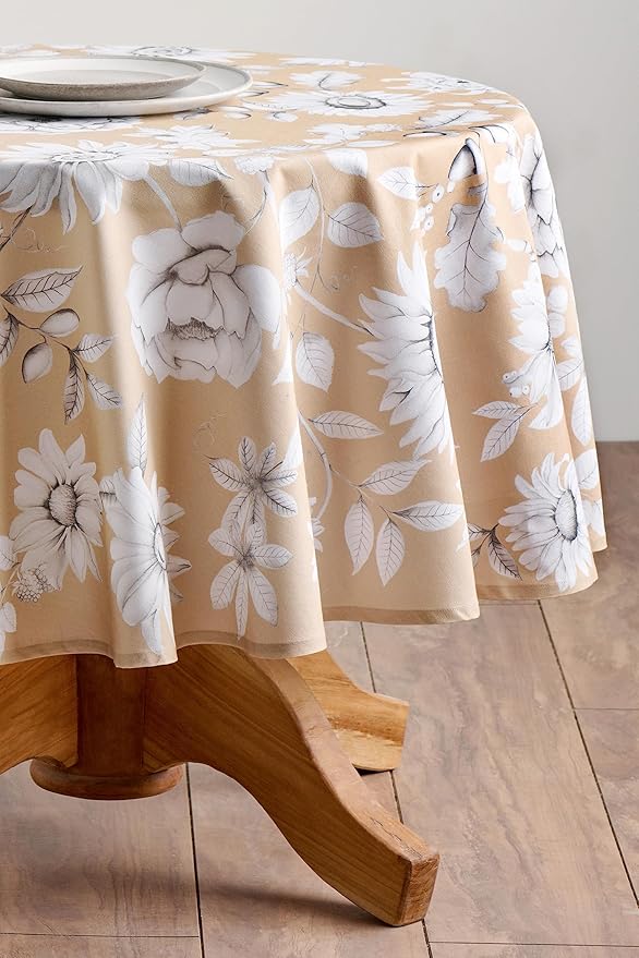 Maison d' Hermine Table Cloth Round Table 100% Cotton 69 Inches Fall Tablecloth Reusable Everyday Use for Thanksgiving Christmas Decorations Dining Farmhouse Party (Pretty Autumn)