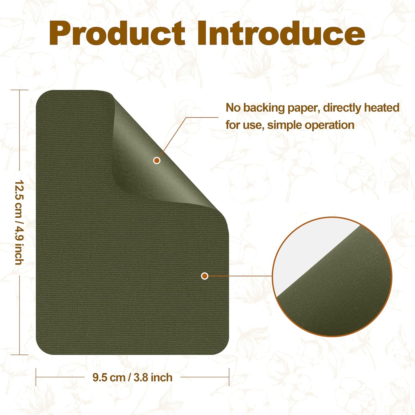 Iron on Patches, 8 Pieces Iron on Canvas Patches, Fabric Patches for Couch, Tent, Clothing, Seat, Canvas Repair Decorating Kit 3.7" by 4.9" (9.5 cm x 12.5 cm, Grass Green)