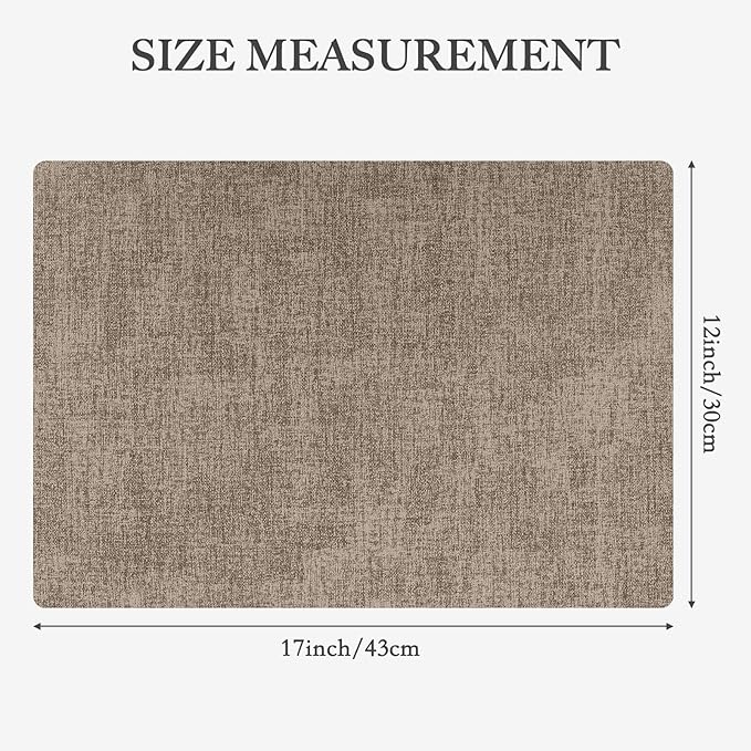 Faux Leather Heat Resistant Placemats Set of 4 – Waterproof Oilproof Wipeable Dining PU Place Mat Easy Clean Table Mats for Kitchen/Dining/Party/Holiday, Khaki